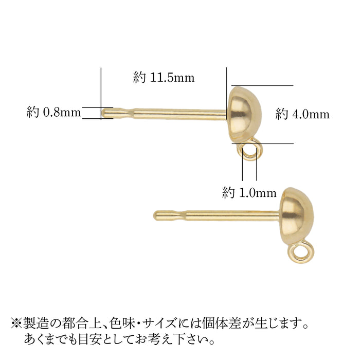 K18YG　ブラピアス0.8　4㎜オワン