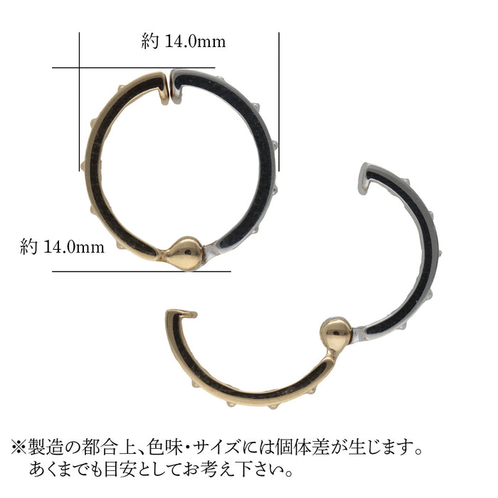 K18YG/Pt950 ギュットイヤリング E-3711 ひし形＆丸玉すかし