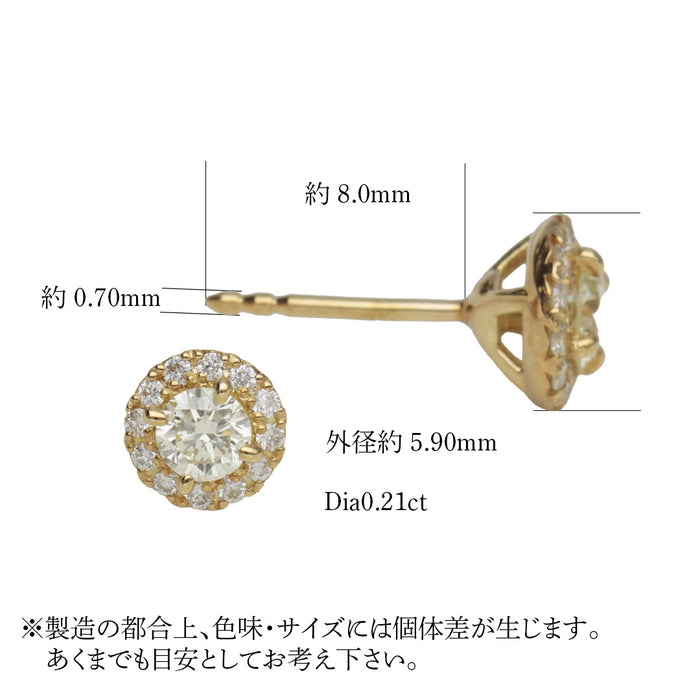 K18YG メレダイヤピアス
スマートポスト2本溝0.7/8