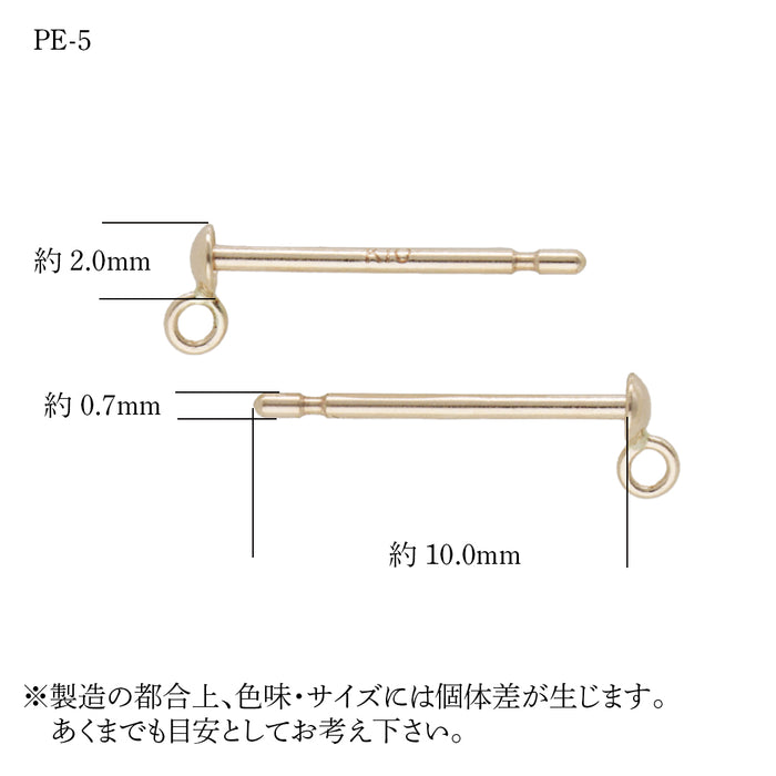 K10YG ブラピアス0.7　2mm半玉