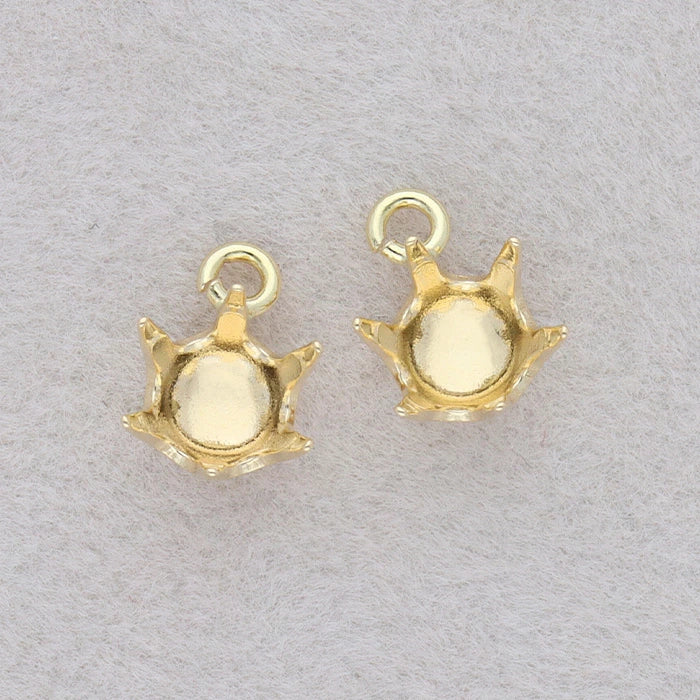 K18・PT900 プレス石枠 口開き丸カン付 丸底 バレル仕上げ｜0.10ct・0.20ct・0.30ct用