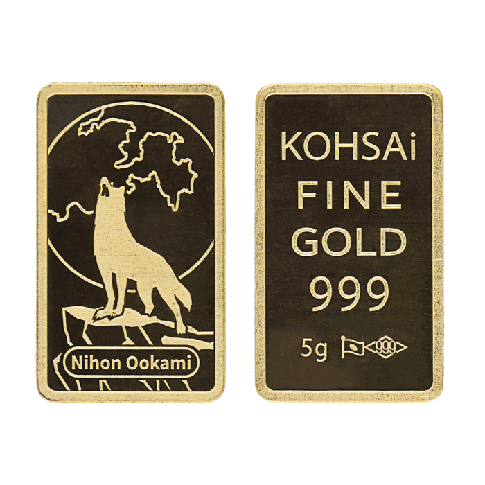 【K24 純金】KOHSAI メダル 長方形 ニホンオオカミ 24金 純金メダル ゴールド