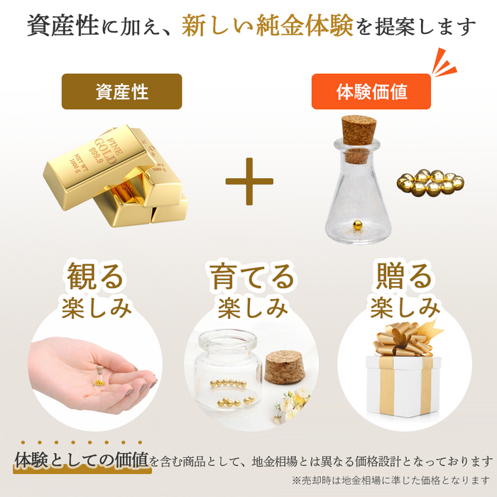 純金ボール 貯蓄ボトル スターターセット 瓶付き (0.08g×13個 約1g)