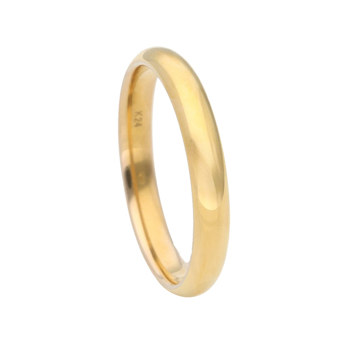 【受注販売/納期約3週間】K24 純金リング (甲丸 ミガキ 3mm)