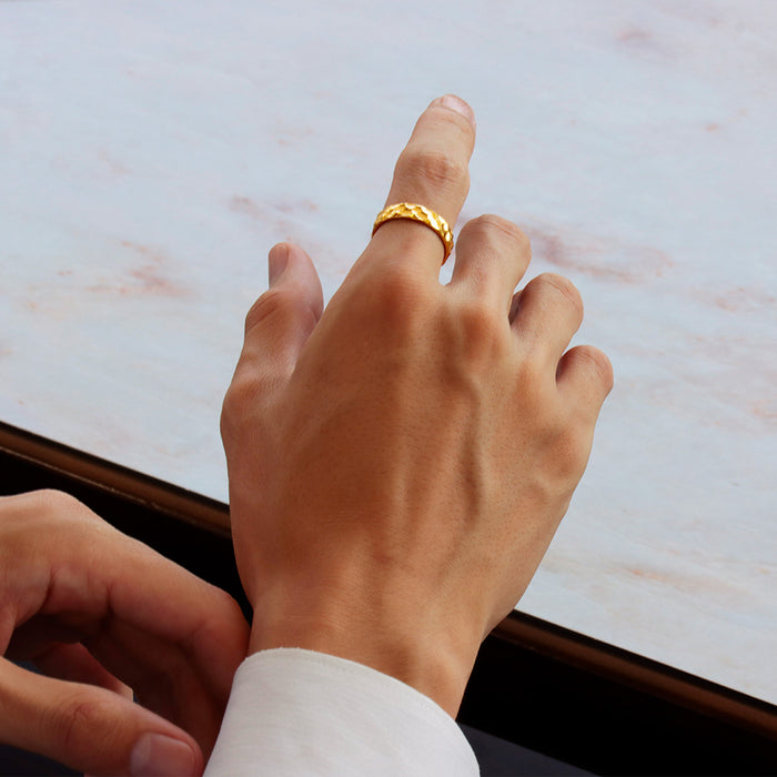 【受注販売/納期約3週間】K24 純金リング (槌目)