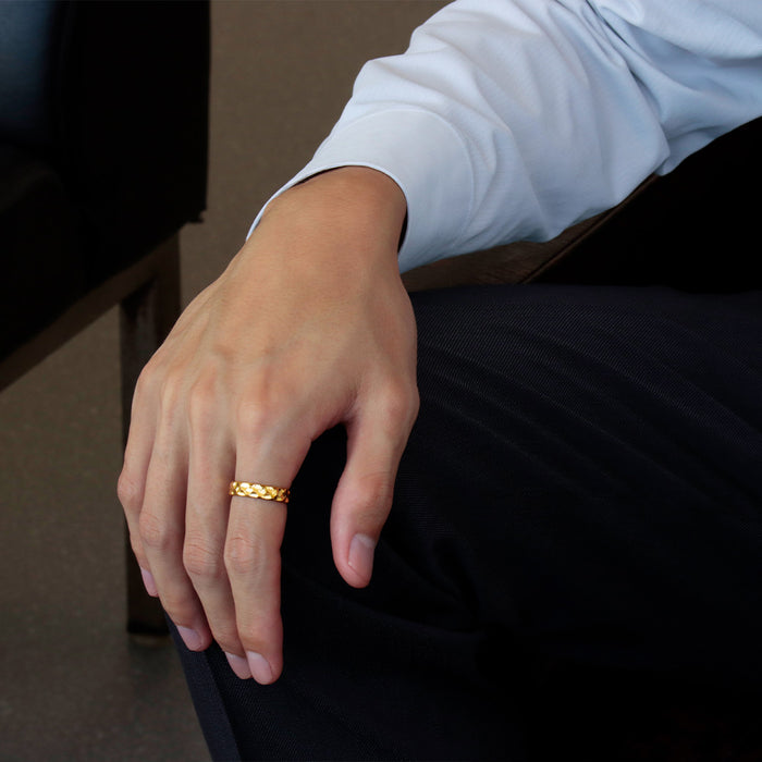 【受注販売/納期約3週間】K24 純金リング (槌目)