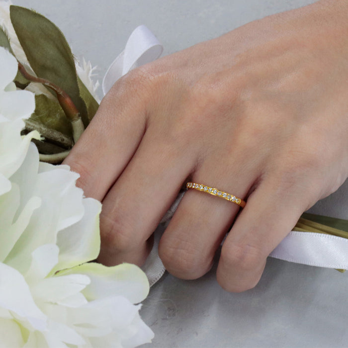 【受注販売/納期約3週間】K24 純金リング (ハーフエタニティ)