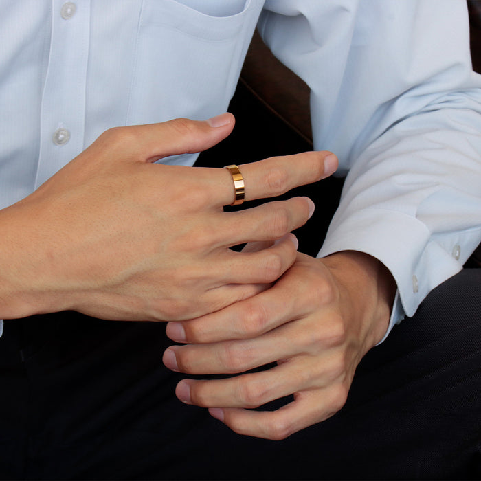 【受注販売/納期約3週間】K24 純金リング (平打ち ミガキ)