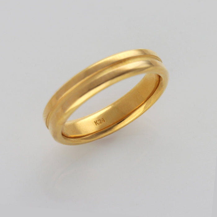 【受注販売/納期約3週間】K24 純金リング (センターライン)